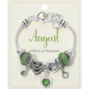 August Birthstone Charm Bracelet